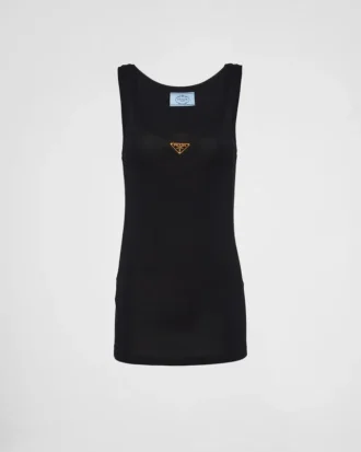 Ribbed Knit Jersey Tank Top