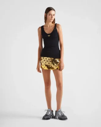 Ribbed Knit Jersey Tank Top