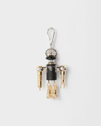 Robot Saffiano Leather Key Ring Charm