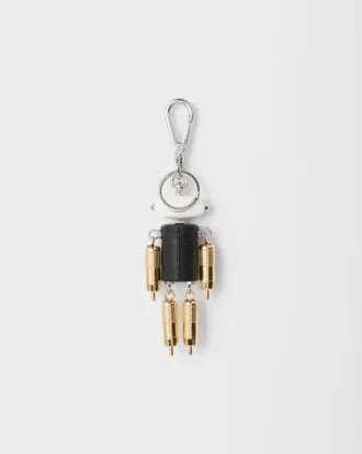 Robot Saffiano Leather Key Ring Charm