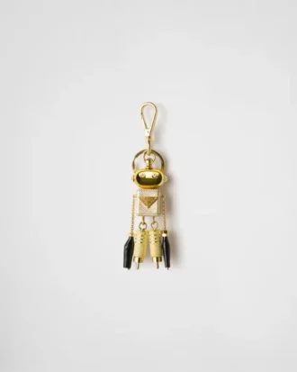 Robot Saffiano Leather Keychain Charm