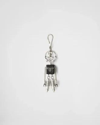 Robot Saffiano Leather Keychain Charm