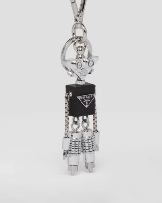 Robot Saffiano Leather Keychain Charm