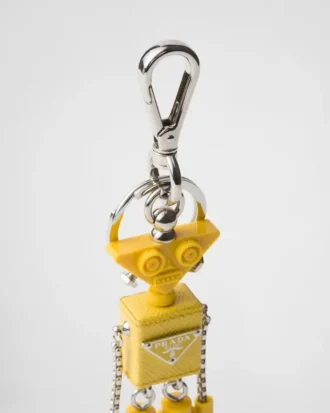 Robot Saffiano Leather Keychain Charm