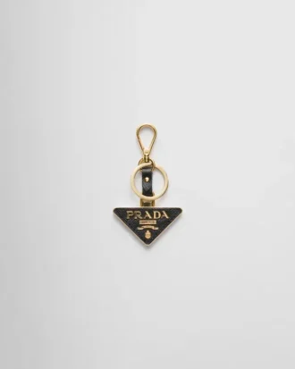 Saffiano Leather and Metal Keychain