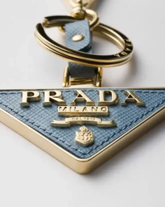 Saffiano Leather and Metal Keychain