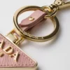 Saffiano Leather and Metal Keychain