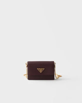 Saffiano Leather Card Holder with Shoulder Strap