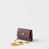 Saffiano Leather Card Holder with Shoulder Strap