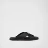 Saffiano Leather Crisscross Slides