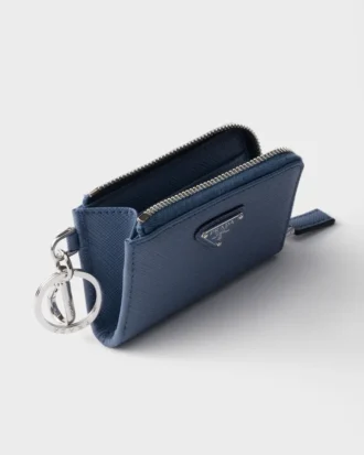 Saffiano Leather Mini Pouch with Keychain