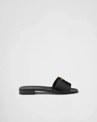 Saffiano Patent Leather Slides
