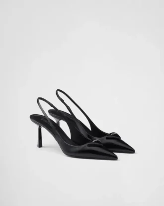 Saffiano Patent Leather Slingback Pumps