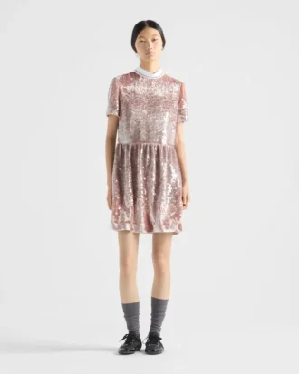 Sequined Velvet Mini-Dress