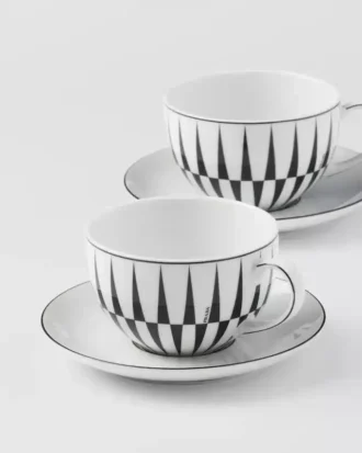 Set of Two Porcelain Cappuccino Cups – Stripes