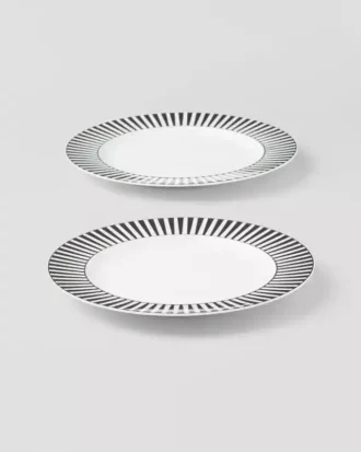 Set of Two Porcelain Dessert Plates – Stripes