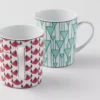 Set of Two Porcelain Mugs – Vienna Red and Vienna Green