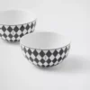 Set of Two Porcelain Rice or Cereal Bowls – Checkerboard