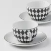 Set of Two Porcelain Tea Cups – Checkerboard