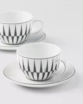 Set of Two Porcelain Tea Cups – Stripes
