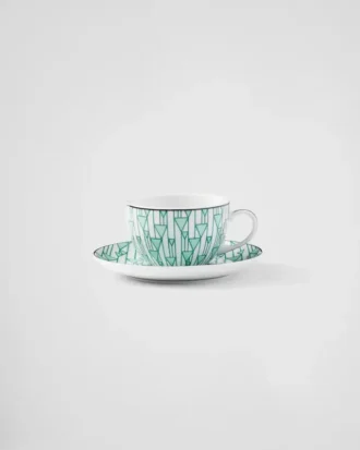Set of Two Porcelain Tea Cups – Vienna Green
