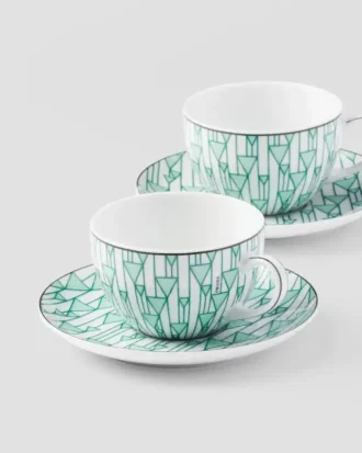 Set of Two Porcelain Tea Cups – Vienna Green