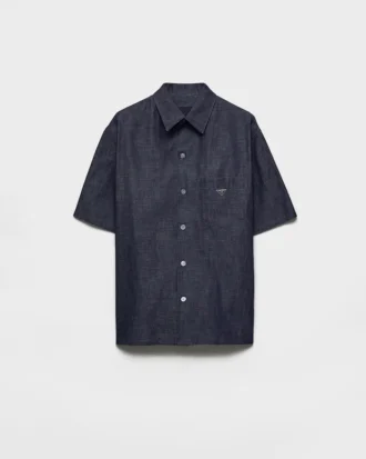 Short-Sleeved Chambray Denim Shirt
