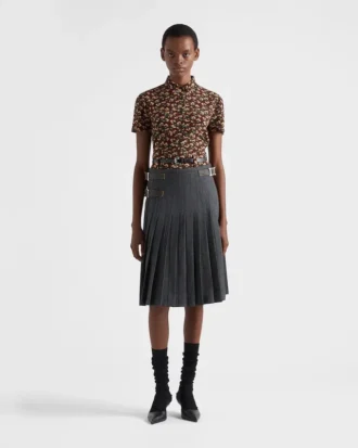 Short-Sleeved Floral Print Georgette Shirt