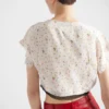 Short-Sleeved Floral Print Ponga Crop Top