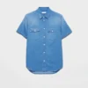 Short-Sleeved Light Denim Shirt