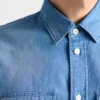 Short-Sleeved Light Denim Shirt