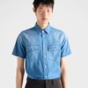 Short-Sleeved Light Denim Shirt