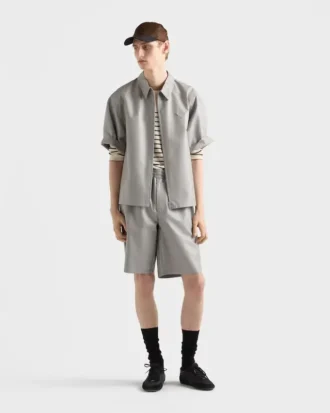 Short-Sleeved Nappa Leather Shirt