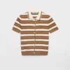 Short-Sleeved Striped Cotton Cardigan