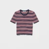 Short-Sleeved Striped Cotton Sweater