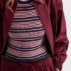 Short-Sleeved Striped Cotton Sweater