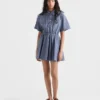 Short-Sleeved Technical Ponga Dress