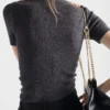 Short-Sleeved Wool Sweater with Pendant