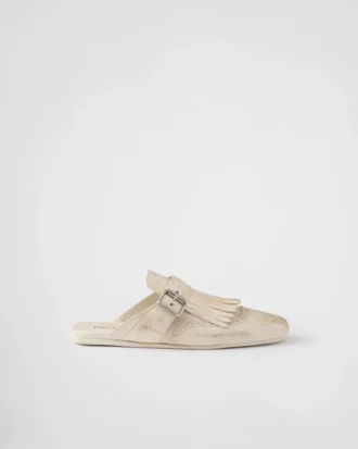 Shuffle Fringed Leather Mules
