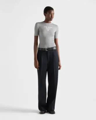 Silk Crew-Neck Sweater with Logo