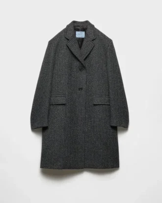 Single-Breasted Chevron Wool Jacket