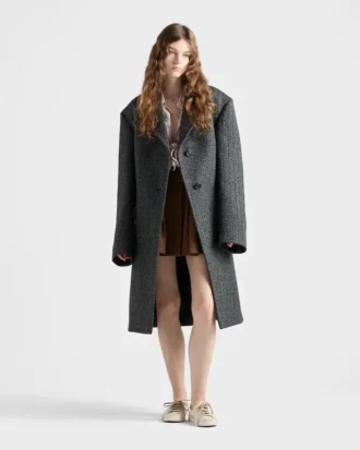 Single-Breasted Chevron Wool Jacket