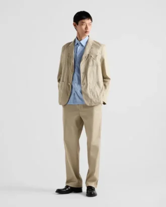 Single-Breasted Cotton Blend Jacket