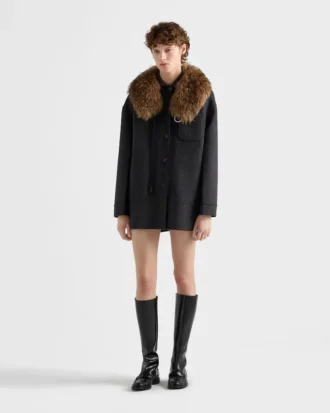 Single-Breasted Double Cashwool Caban Jacket