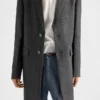 Single-Breasted Wool Blend Coat