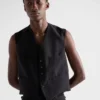 Single-Breasted Wool Blend Vest