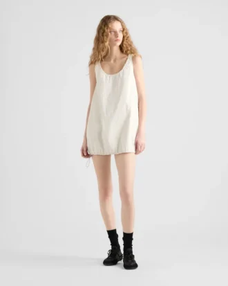 Sleeveless Technical Ponga Mini-Dress