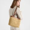 Small Crochet and Leather Tote Bag