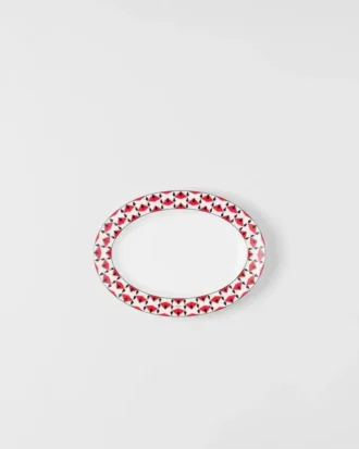 Small Porcelain Serving Plate – Vienna Red