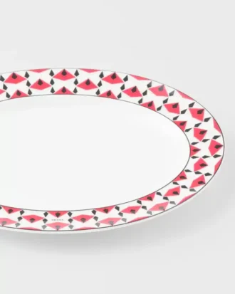 Small Porcelain Serving Plate – Vienna Red
